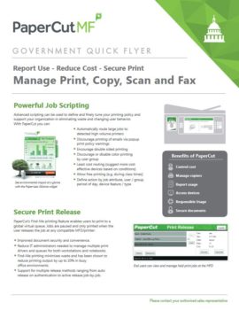 Government Flyer Cover, Papercut MF, Optimum Business Services, Canon, Copystar, Kyocera, Laserfiche, Soquel, San Jose, Monterey, CA, California